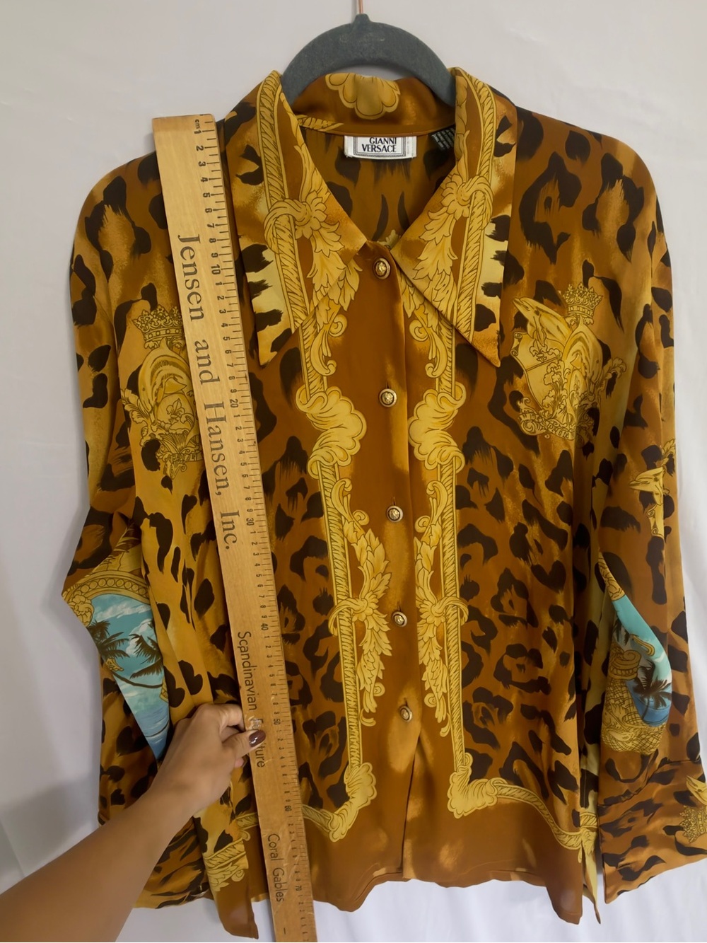 Vintage Gianni Versace Baroque - Rare Leopard Silk Blouse - Gold & Brown